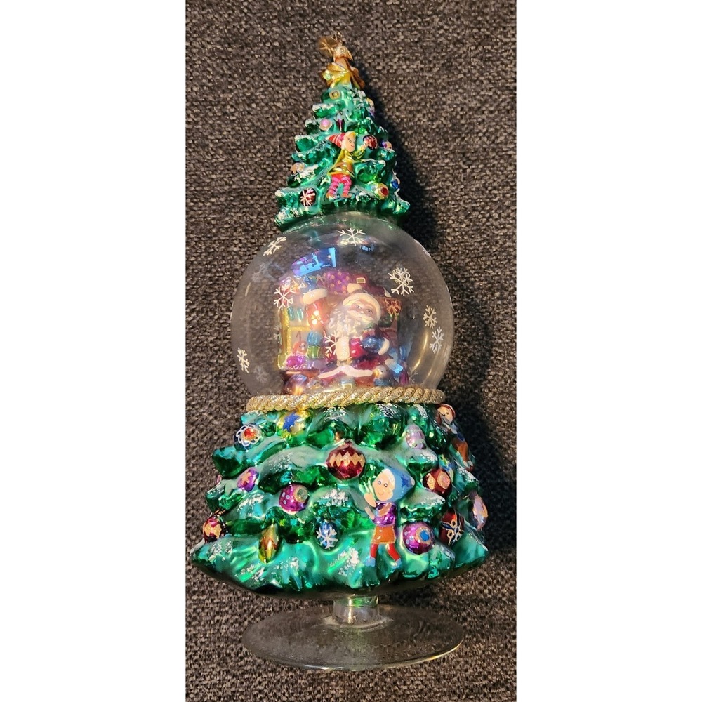 Christopher Radko 12" Blown Glass TREE SANTA Claus Snowglobe Ornament Rare *READ